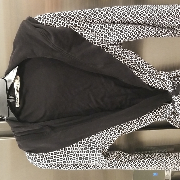 💕MICHAEL STARS💕 Reversible Bath Robe ~ Black & White Geometric Print Medium - Picture 3 of 8